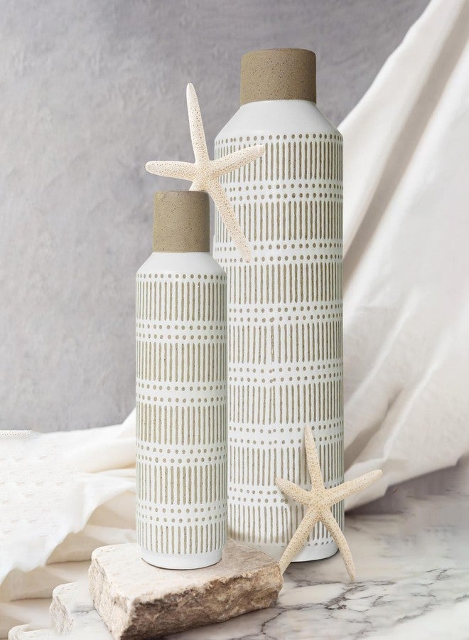 VGICH Ceramic Flower Vase Set, Boho Rustic Farmhouse Vase for Living Room Bedroom, Pottery Flower Vase for Home Decor Office Table Shelf Fireplace Centerpieces Retro Vintage Classic Modern Gift - Image 1